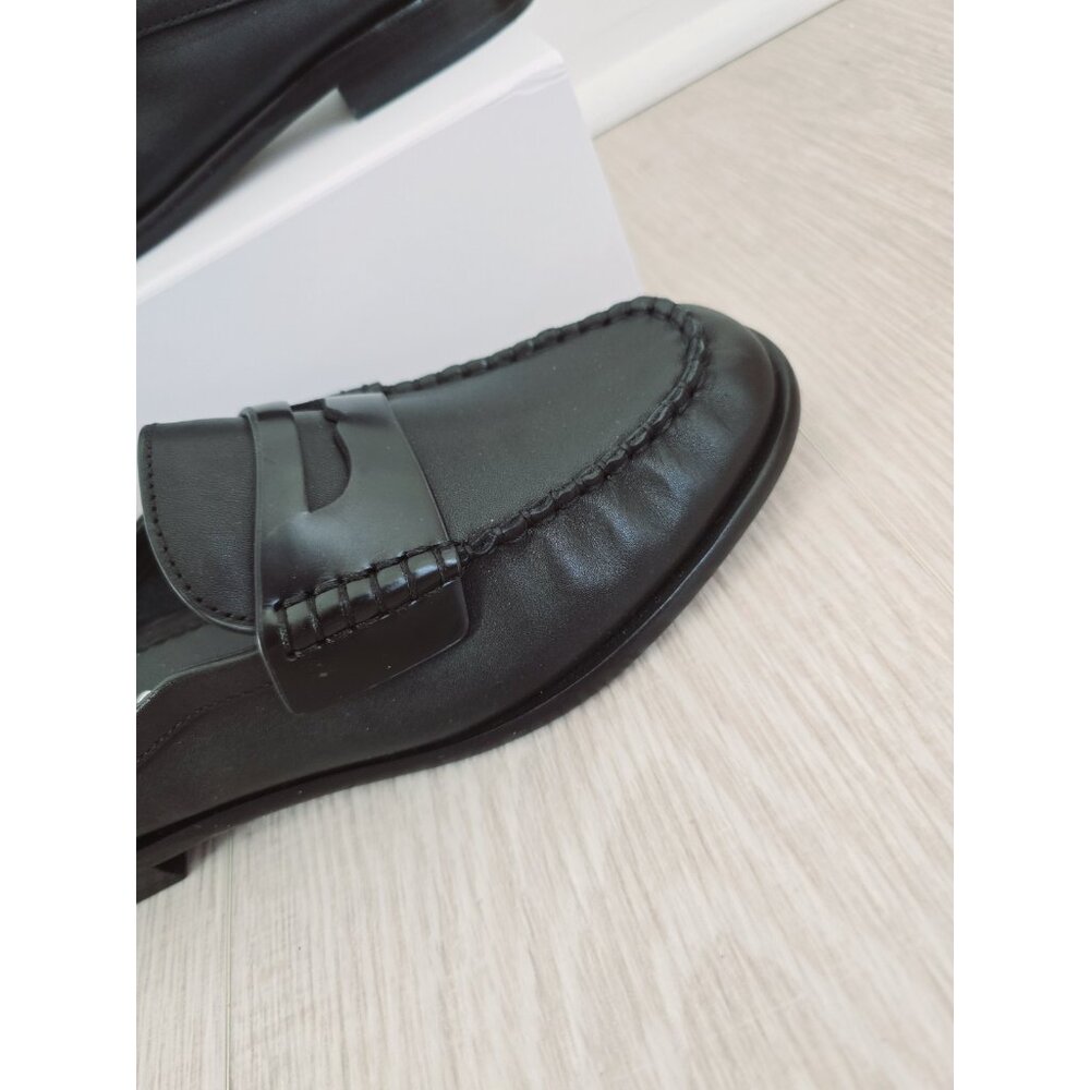 Rag & Bone Carter Leather Mule 8.5 Slip On Black Loafer Shoes Penny Flats 38.5 - Picture 2 of 11